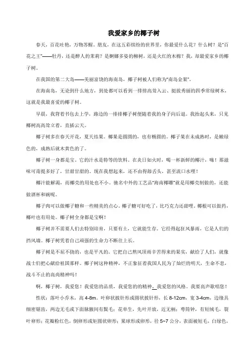 我爱家乡的椰子树