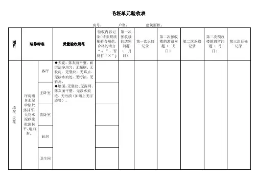 毛坯单元验收表