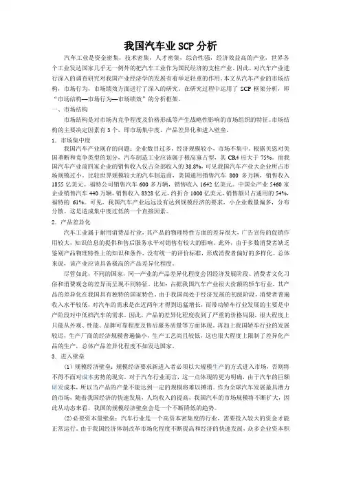 我国汽车业SCP分析