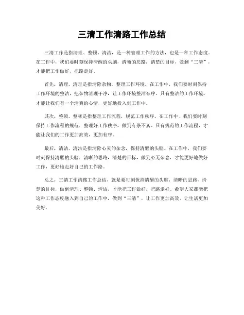 三清工作清路工作总结