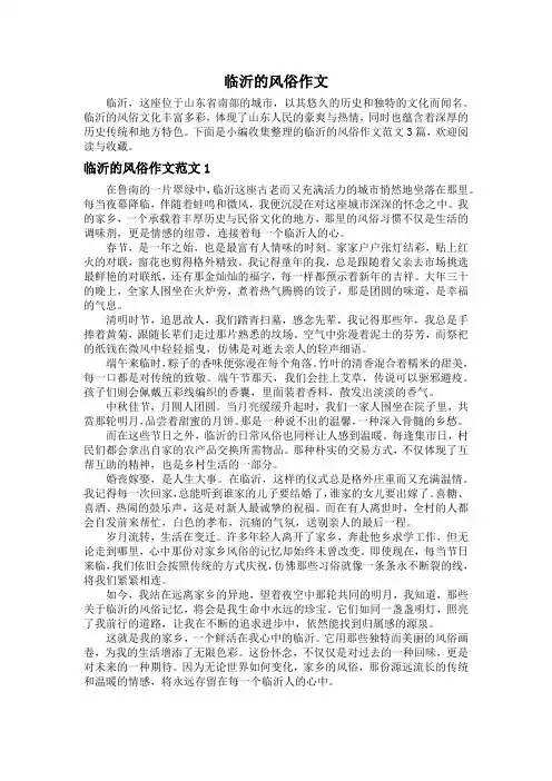 临沂的风俗作文