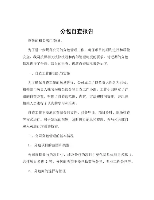 分包自查报告