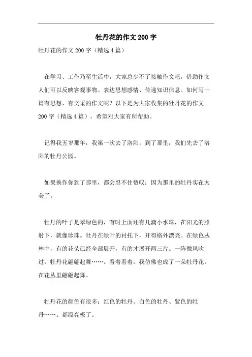 牡丹花的作文200字