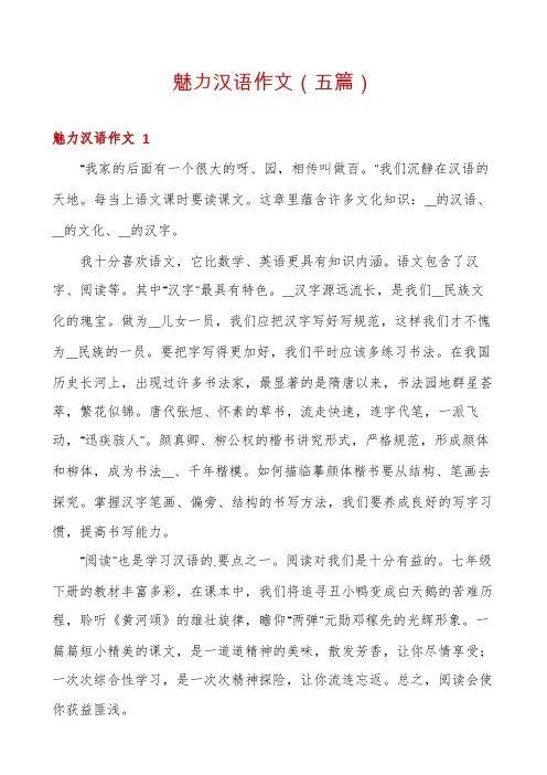 魅力汉语作文(五篇)