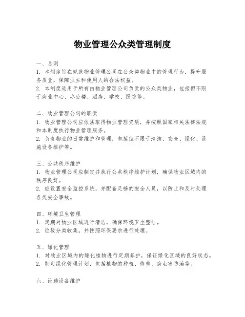 物业管理公众类管理制度