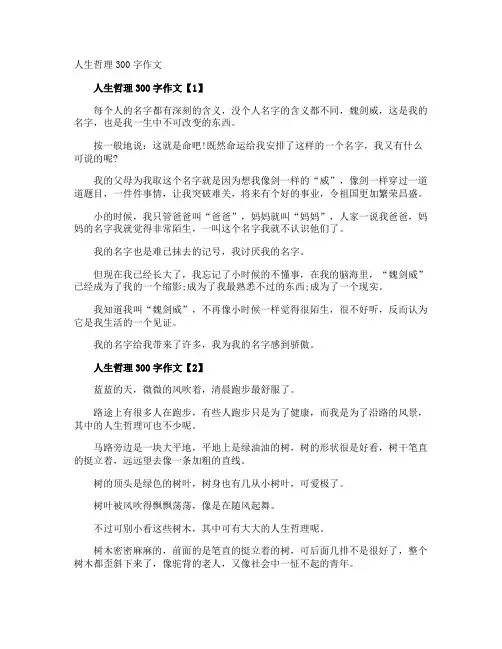 人生哲理300字作文