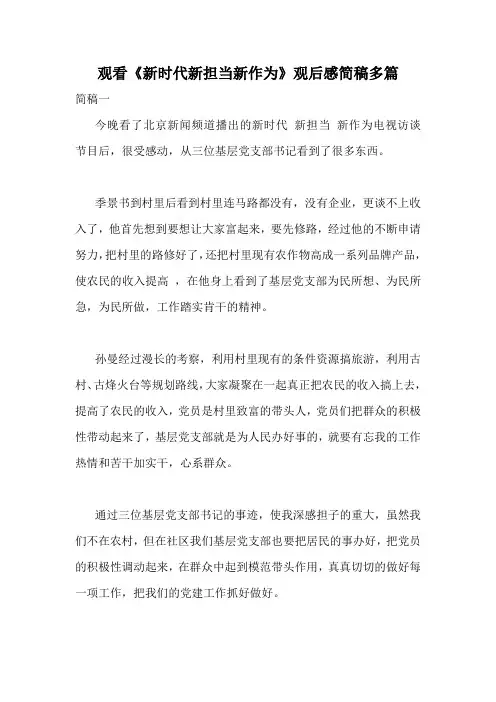 观看《新时代新担当新作为》观后感简稿多篇