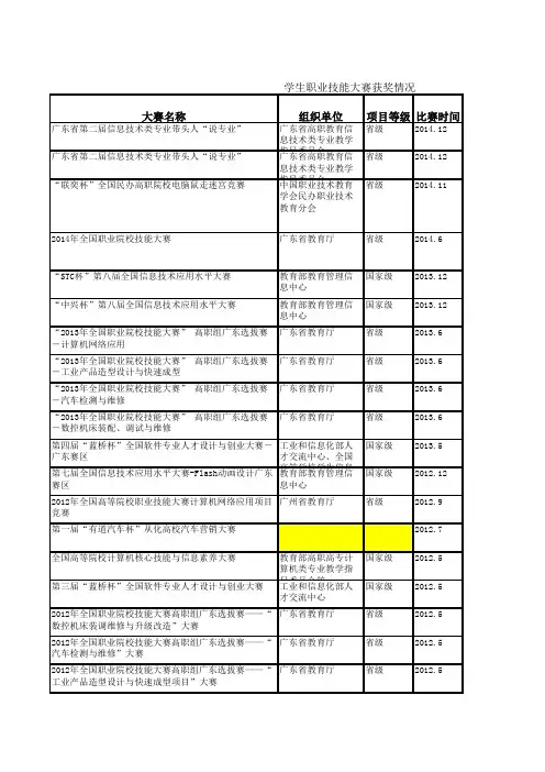 学生职业技能大赛获奖情况
