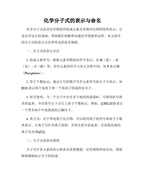 化学分子式的表示与命名