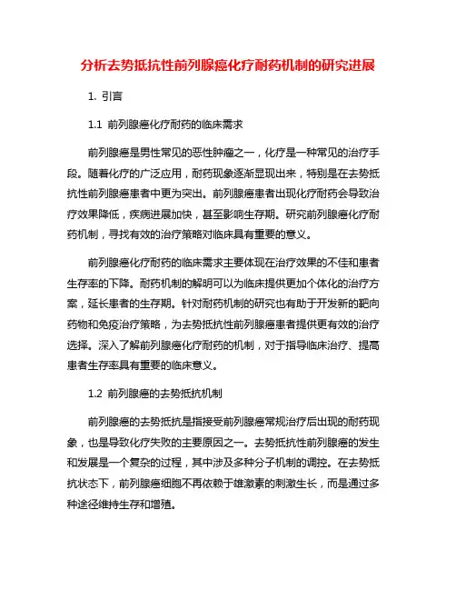 分析去势抵抗性前列腺癌化疗耐药机制的研究进展