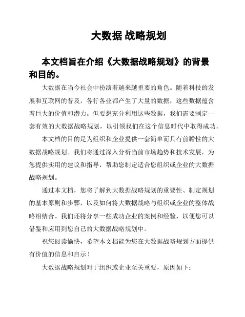 大数据 战略规划