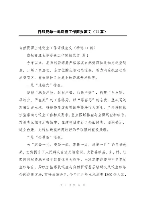 自然资源土地巡查工作简报范文(11篇)