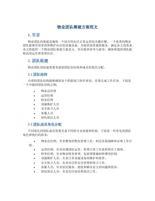 物业团队筹建方案范文