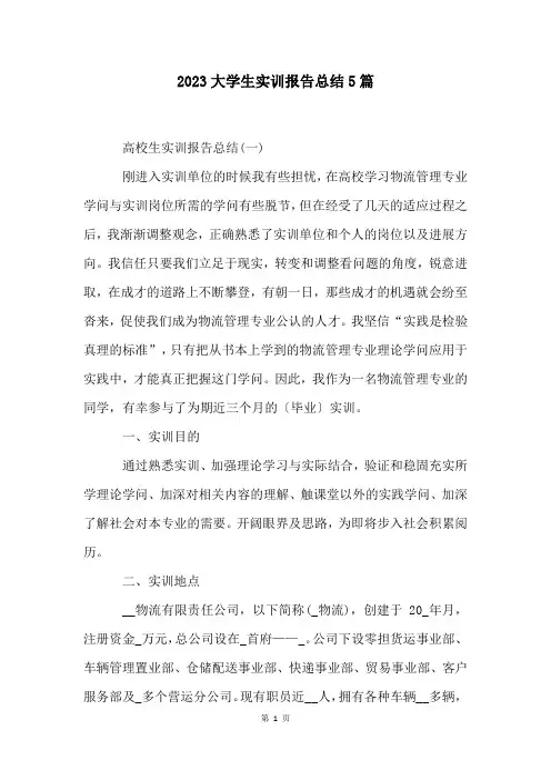 大学生实训报告总结5篇