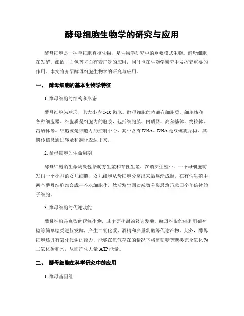 酵母细胞生物学的研究与应用