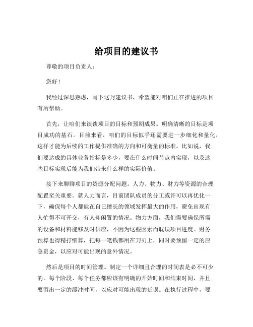 给项目的建议书
