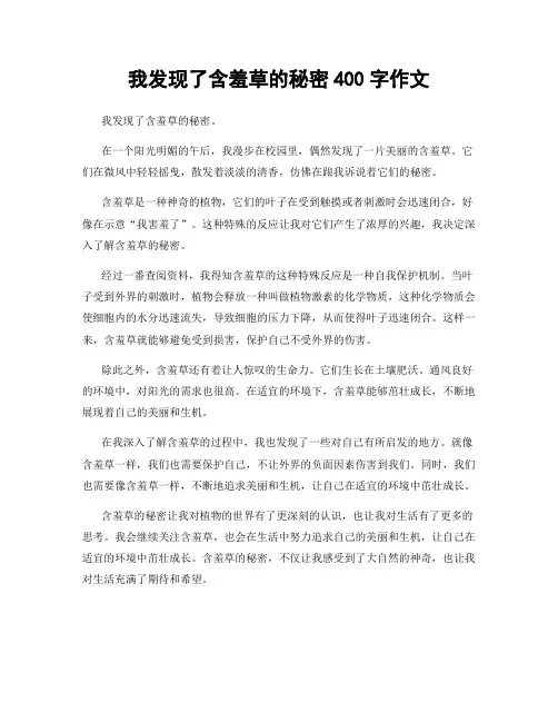 我发现了含羞草的秘密400字作文