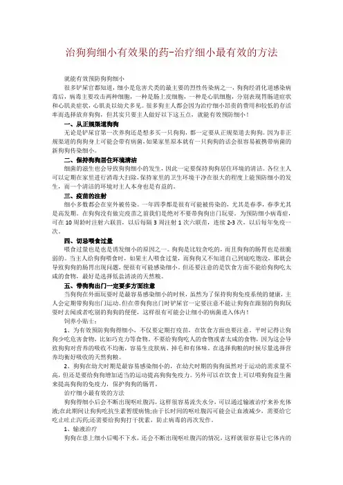 治狗狗细小有效果的药-治疗细小最有效的方法