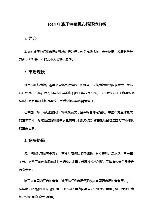 2024年液压挖掘机市场环境分析