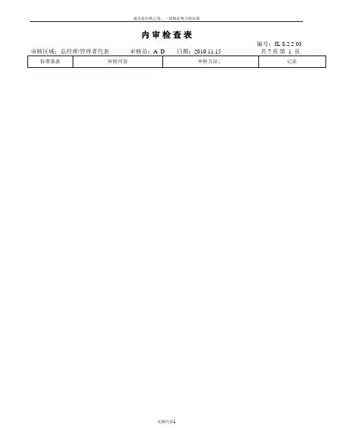 ISO9000内审检查表