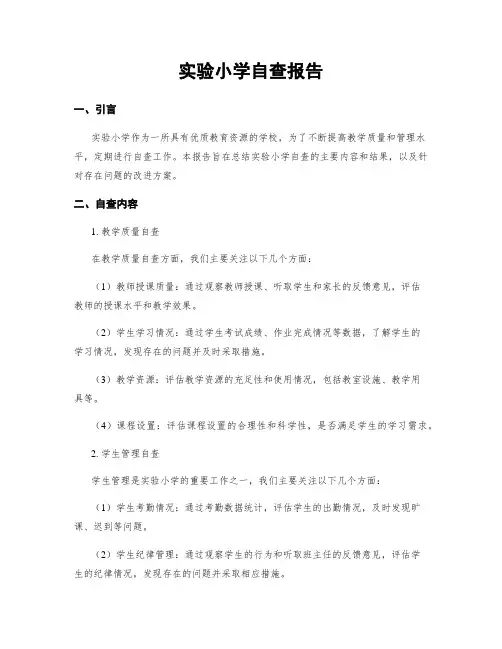 实验小学自查报告