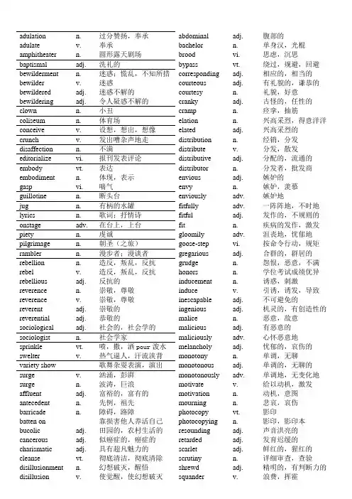 高级英语(上下册)课后单词汇总