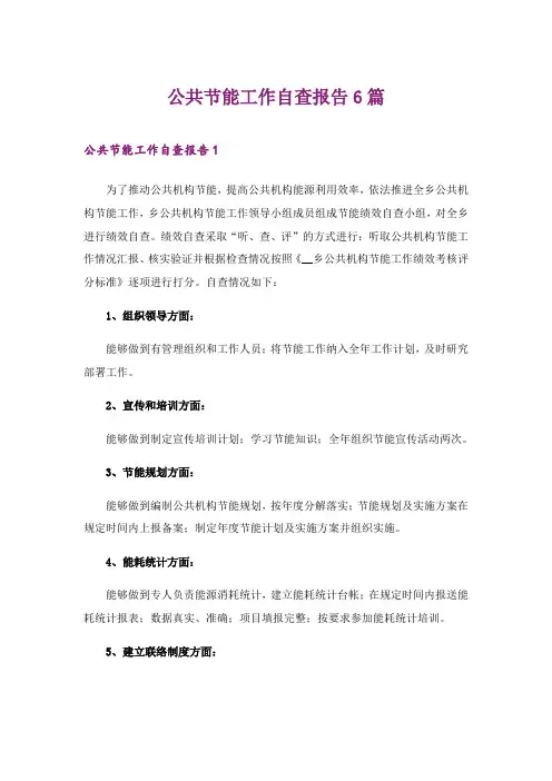 2024年公共节能工作自查报告6篇