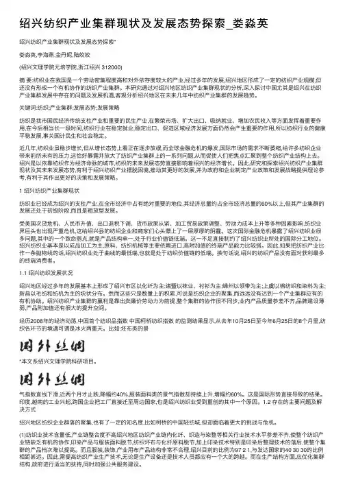 绍兴纺织产业集群现状及发展态势探索_娄淼英