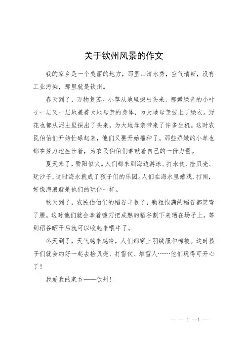 关于钦州风景的作文