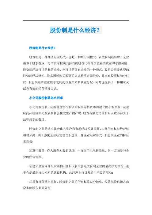 股份制是什么经济？