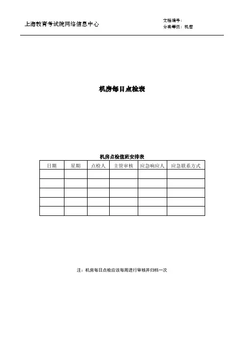机房检查表巡检模板