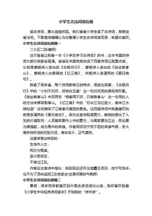 小学生古诗词读后感