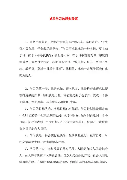 描写学习的精彩段落