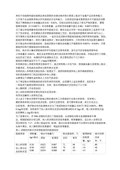 铁水用不同方法脱硫效果的比较