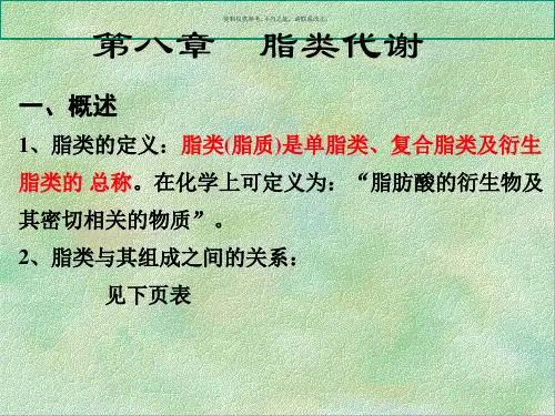 生物化学脂类代谢医学知识