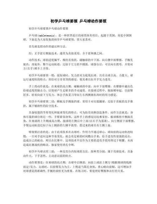 初学乒乓球要领 乒乓球动作要领