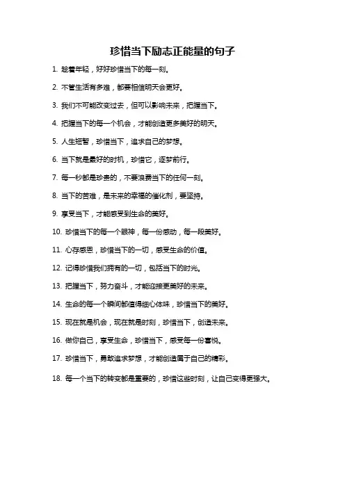 珍惜当下励志正能量的句子