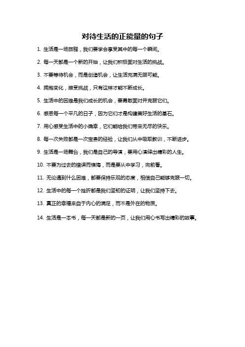 对待生活的正能量的句子