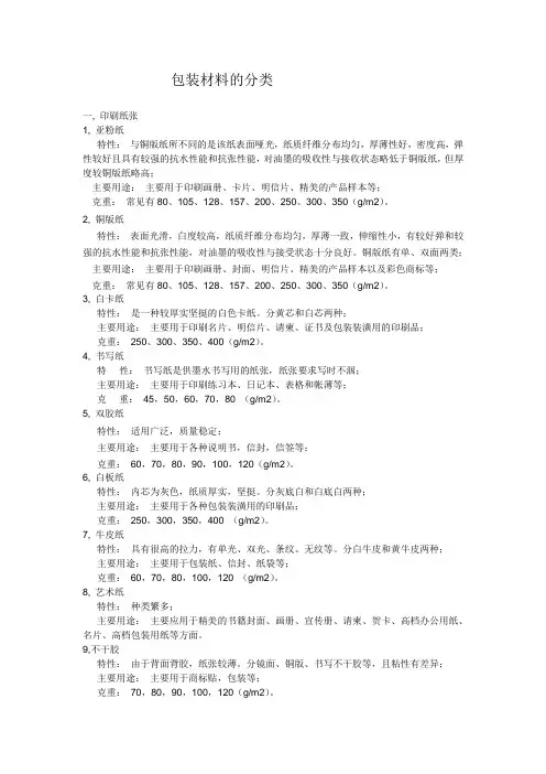 包装材料的分类