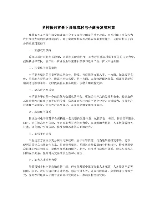 乡村振兴背景下县域农村电子商务发展对策
