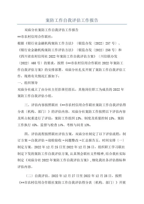 案防工作自我评估工作报告