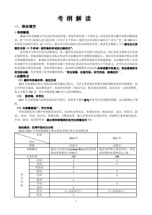 2016考纲解读与高考备考之语法填空和短文改错