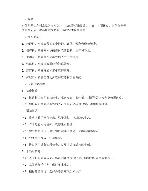 宫外孕破裂休克应急预案