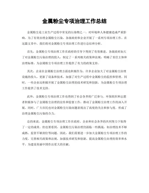 金属粉尘专项治理工作总结