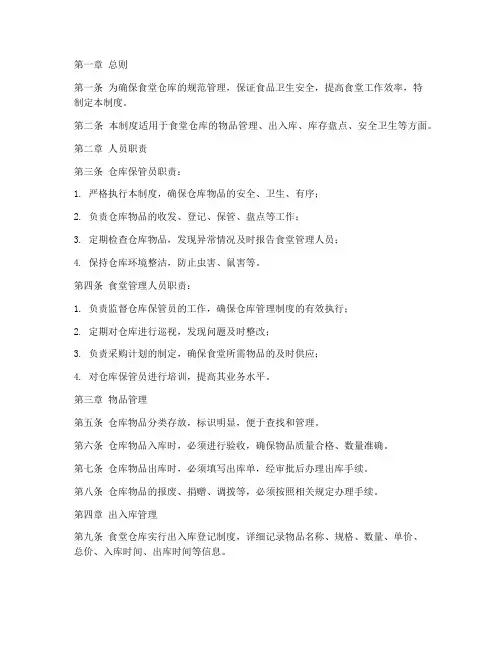 关于食堂仓库管理制度的规定
