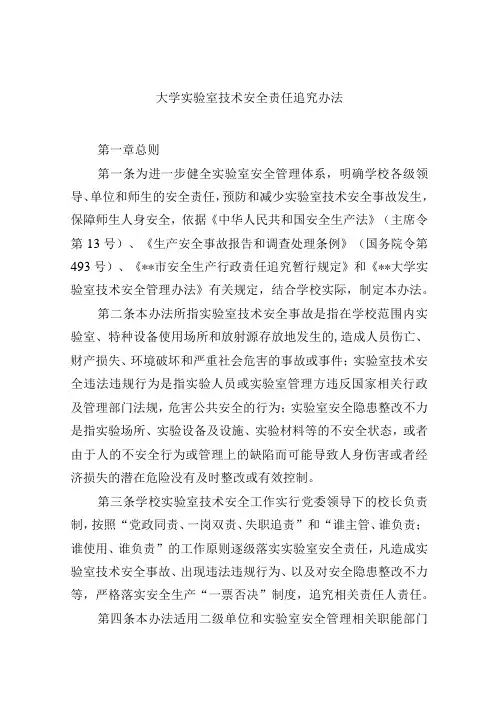 大学实验室技术安全责任追究办法