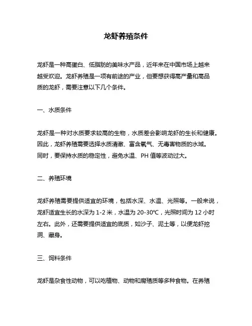 龙虾养殖条件