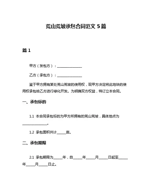 荒山荒坡承包合同范文5篇
