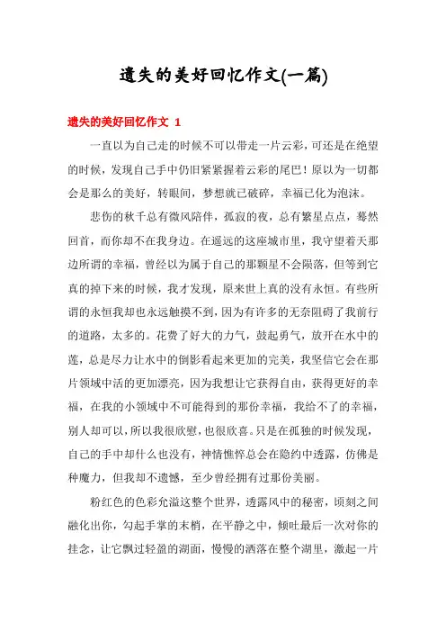 遗失的美好回忆作文(一篇)