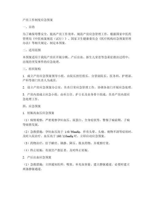 产房工作制度应急预案